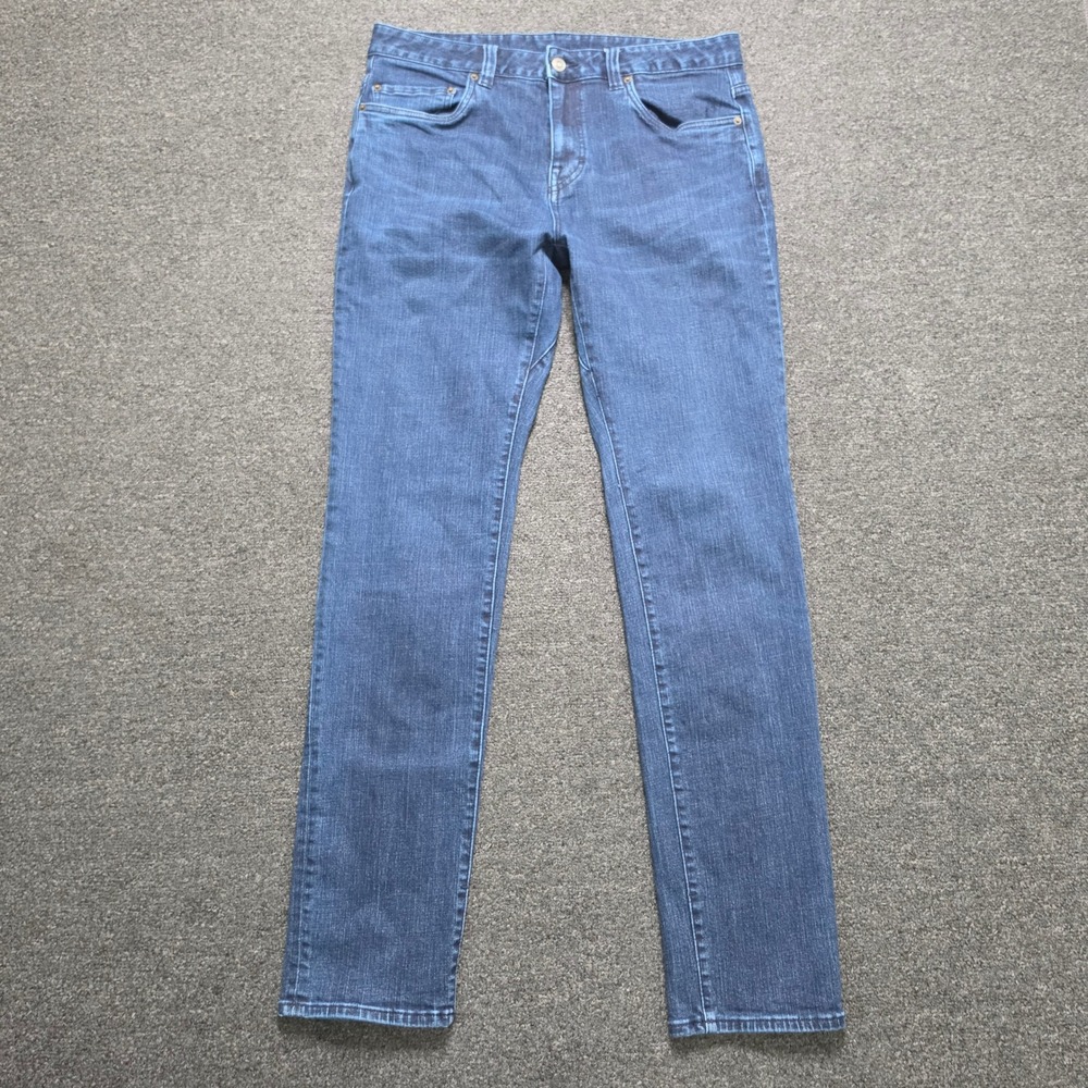 Prana Blue Jeans Mens 35x34 Slim Fit Denim Pants Indigo Stretch Outdoors Hiking
